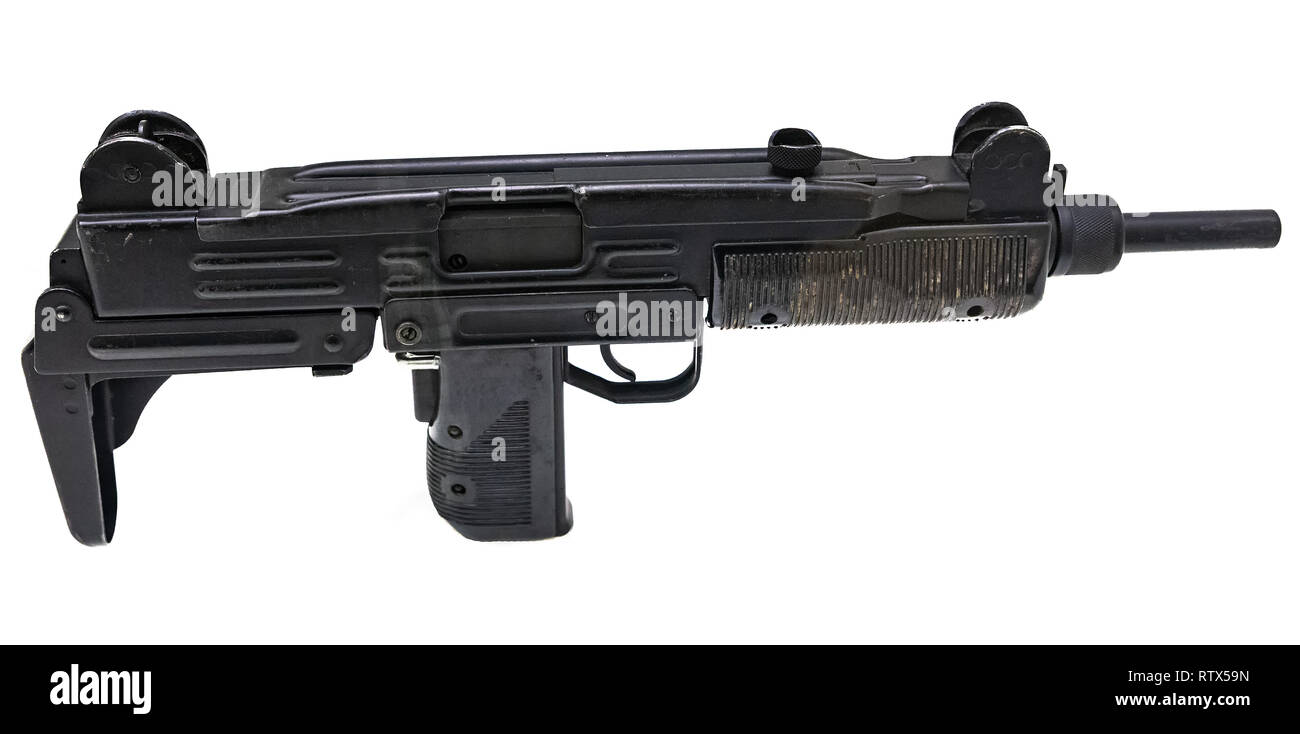 Uzi. Submachine gun isolated on white background. Stock Photo