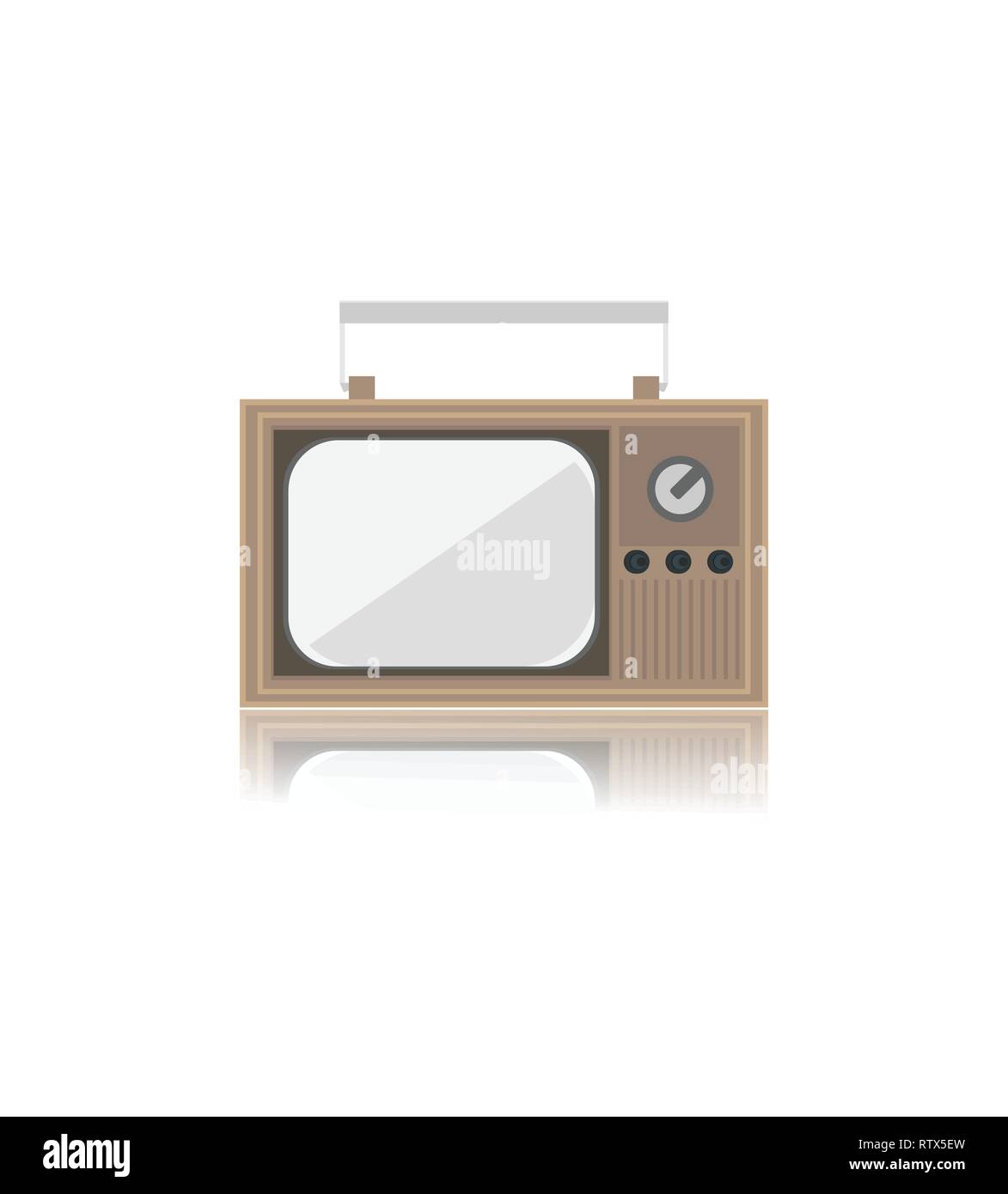 Retro old vintage television flat design isolated on white background. Stock Vector