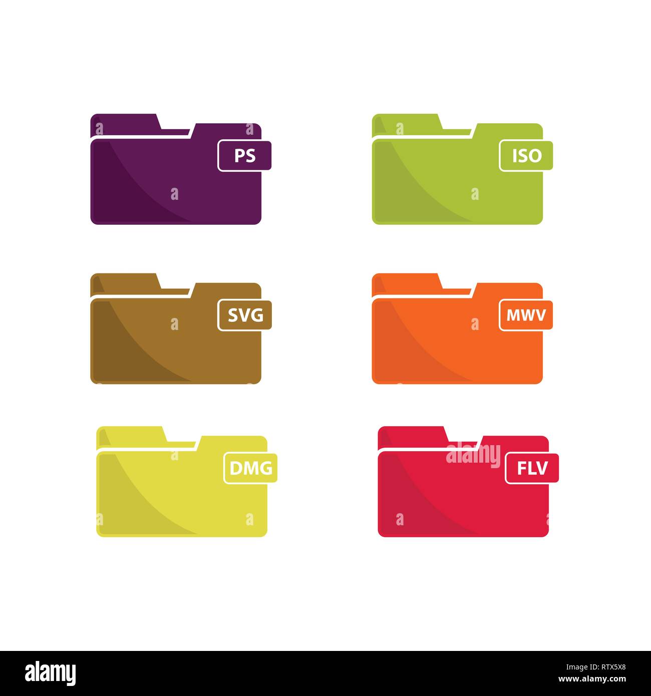 various colorful file folders isolated on a white background Stock