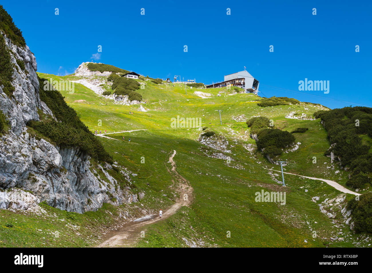Mountain station of the Alpspitzbahn Cable Car on the Osterfelder Kopf, Germany. Stock Photo
