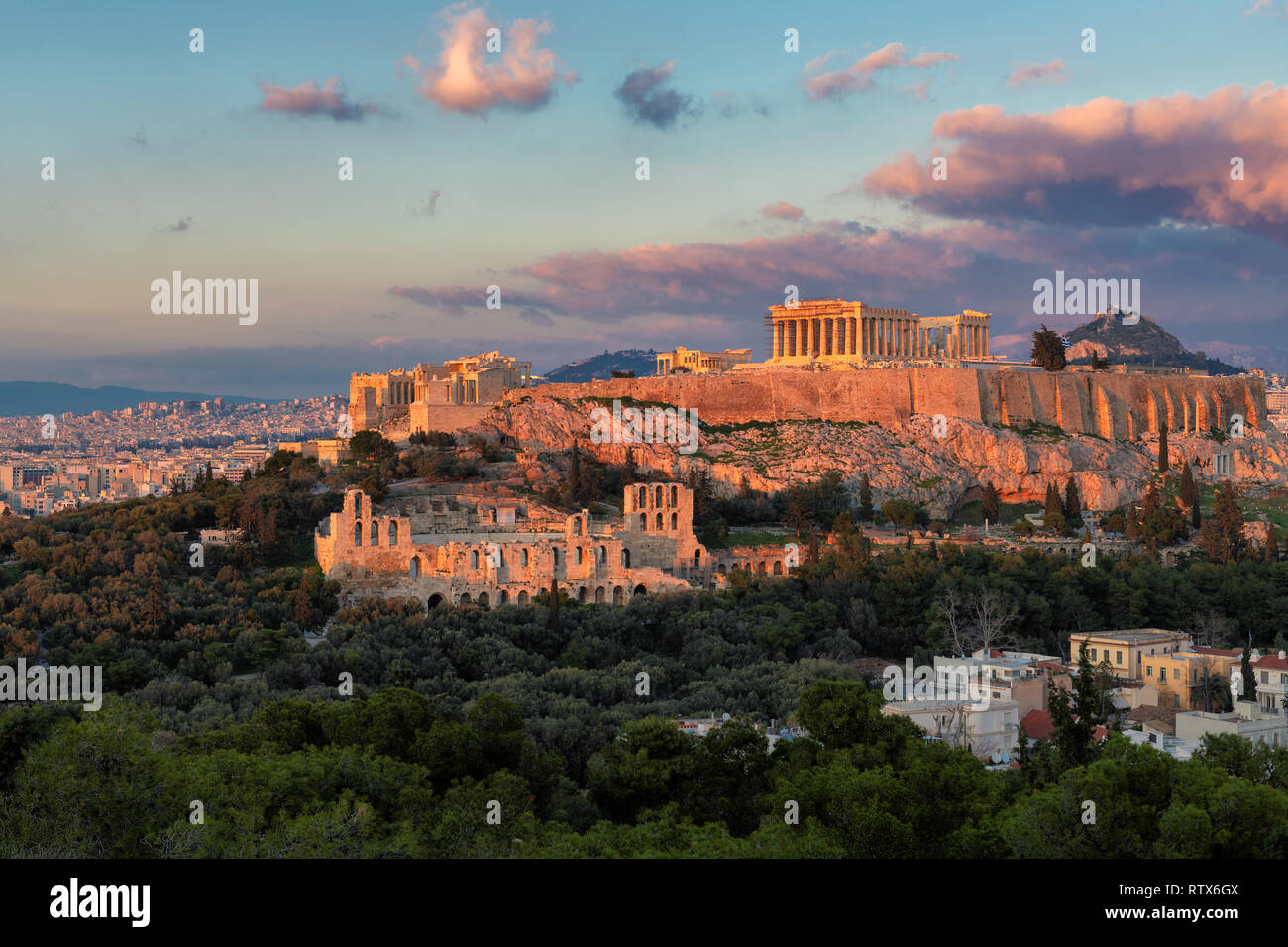 The Acropolis of Athens, with the Parthenon Stock Photo