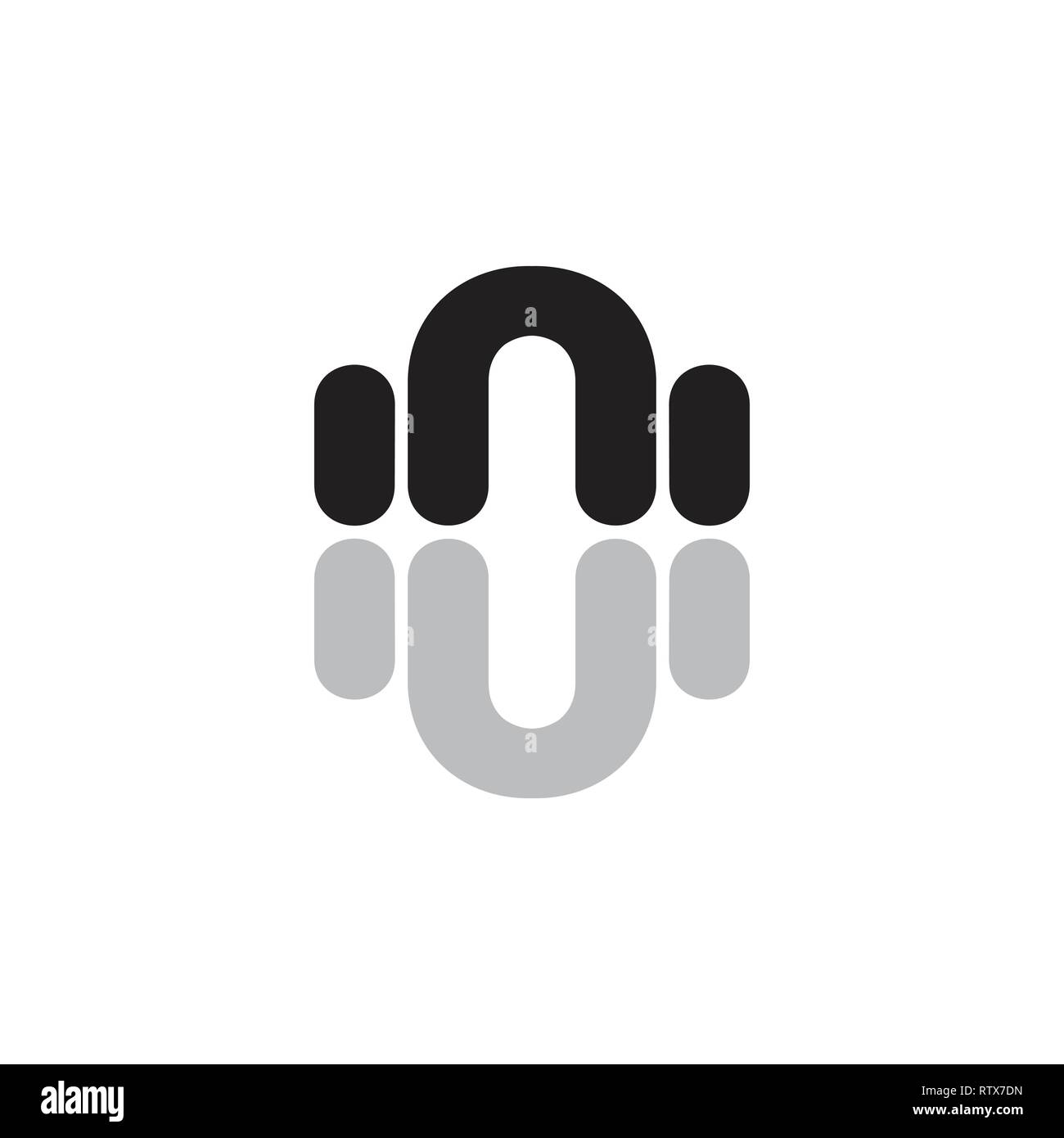 letter n simple geometric curves logo Stock Vector