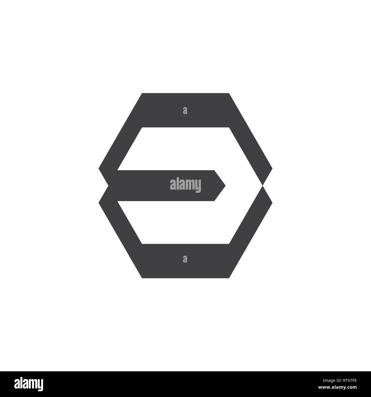 abstract letter ec geometric hexagonal logo Stock Vector