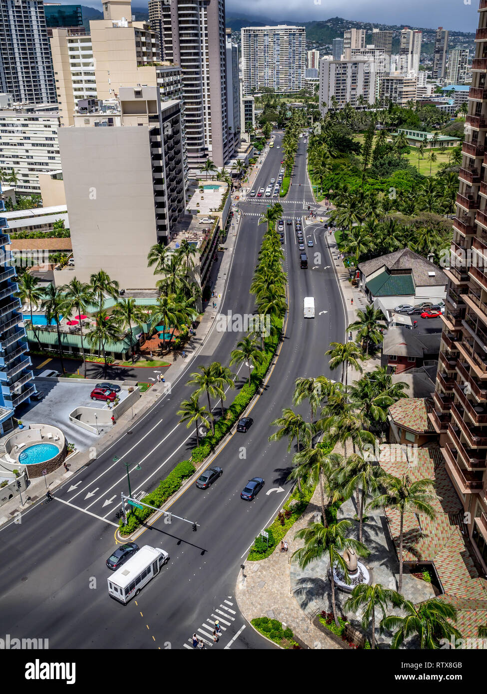 Ala Moana Boulevard in Waikiki facing in a southerly direction ...