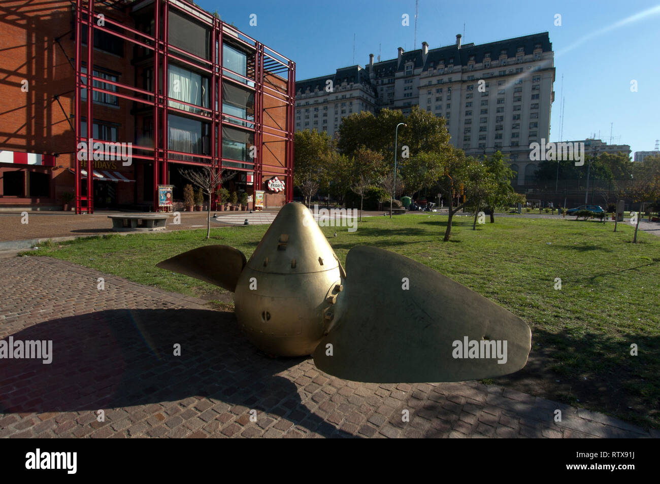 Ship propeller serving as sculpture, Puerto Madero, Buenos Aires, Argentina Stock Photo