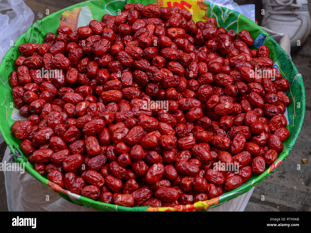 Red date (Chinese date) dried fruits for sale at the Chinese market