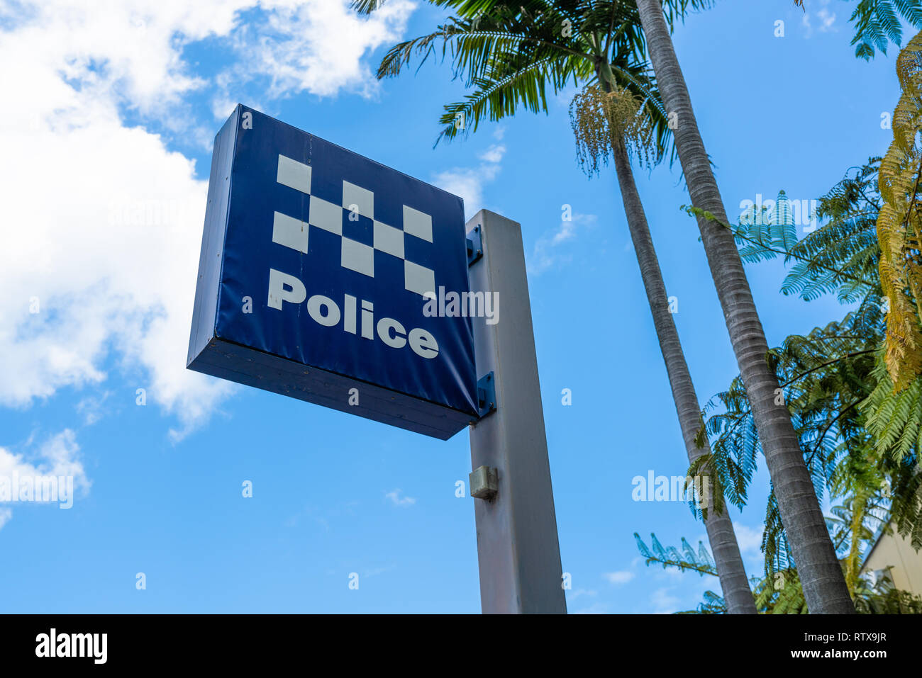 Australian police station sign in Sydney New South Wales Australia Stock Photo