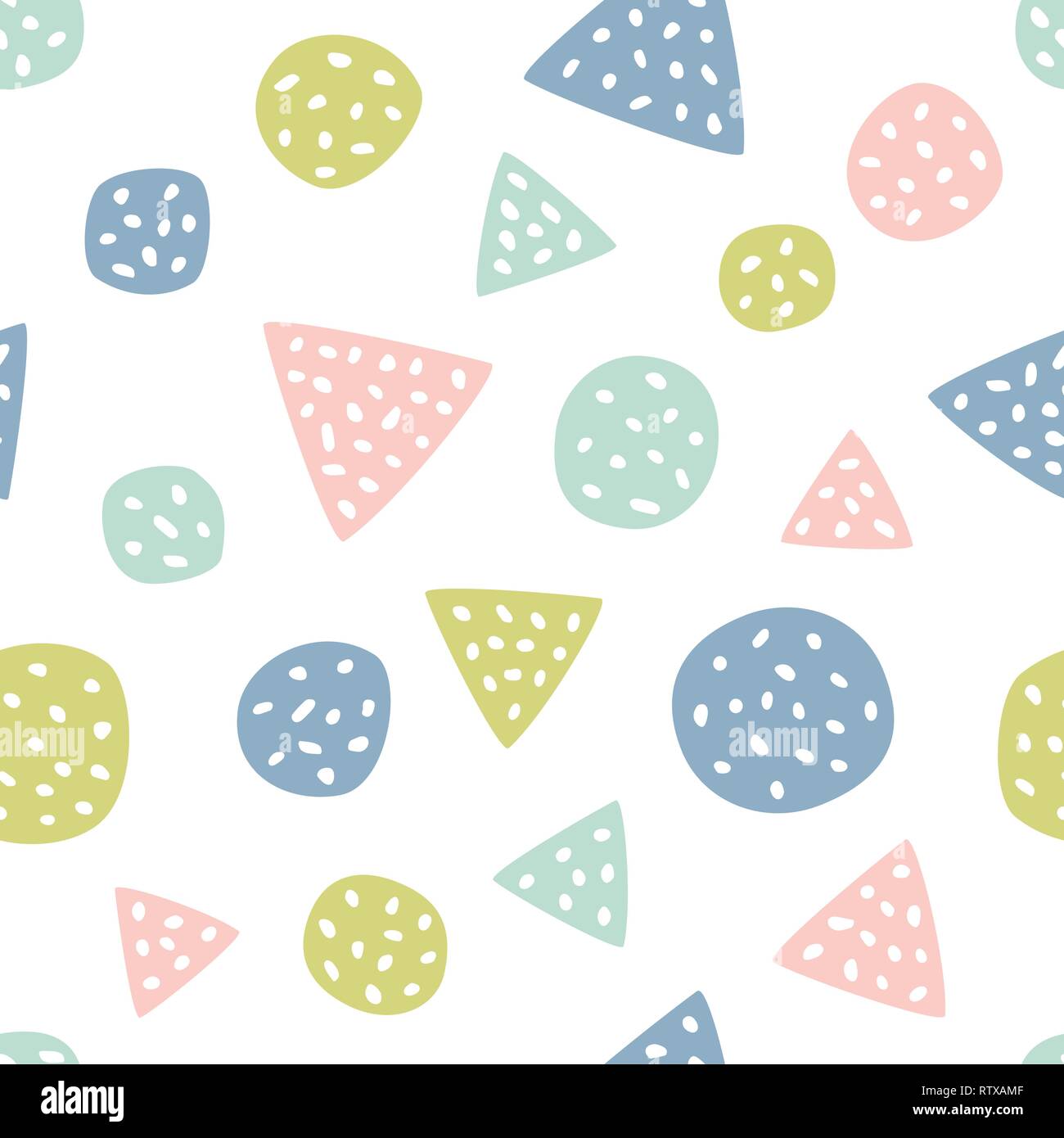 Childish seamless pattern with triangles and polka dots. Creative texture for fabric Stock Vector