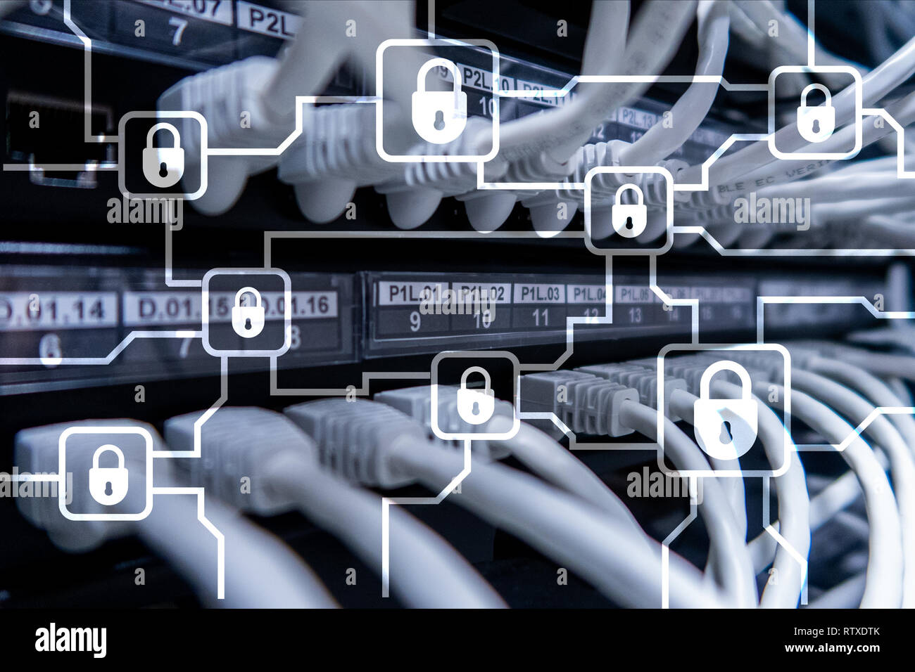 Blochain information encryption. Cyber security, crypto currency. Stock Photo