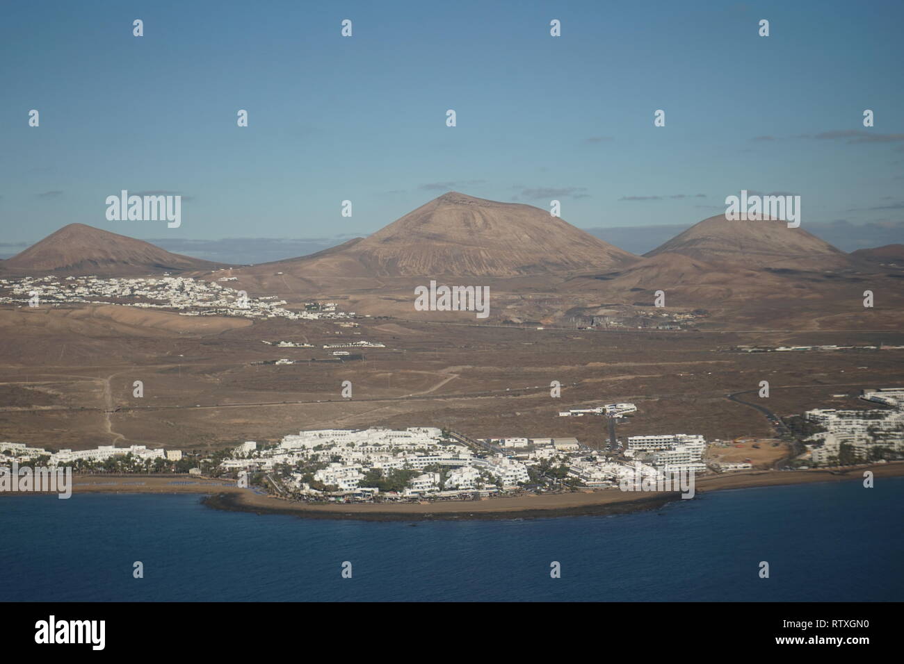 Lanzarote, vom Flugzeug aus gesehen, Kanarische Inseln, Spanien Stock Photo