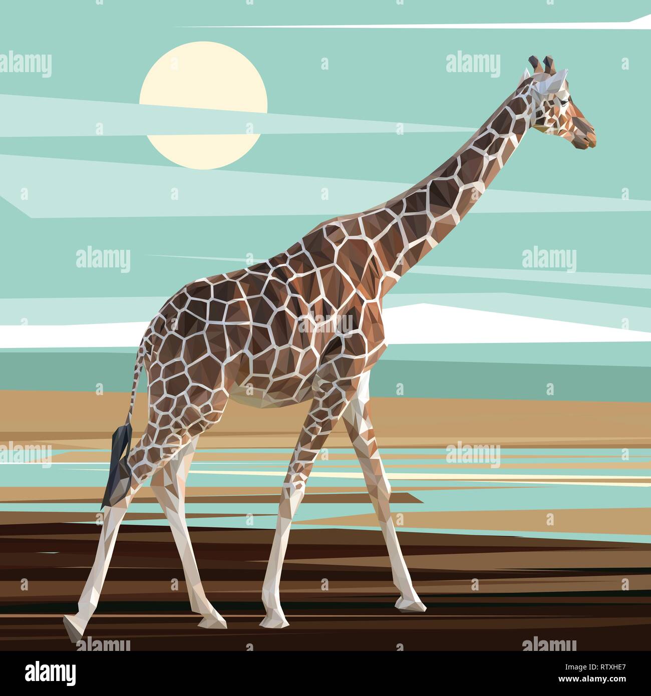 Giraffe low poly design. Triangle vector illustration. Stock Vector