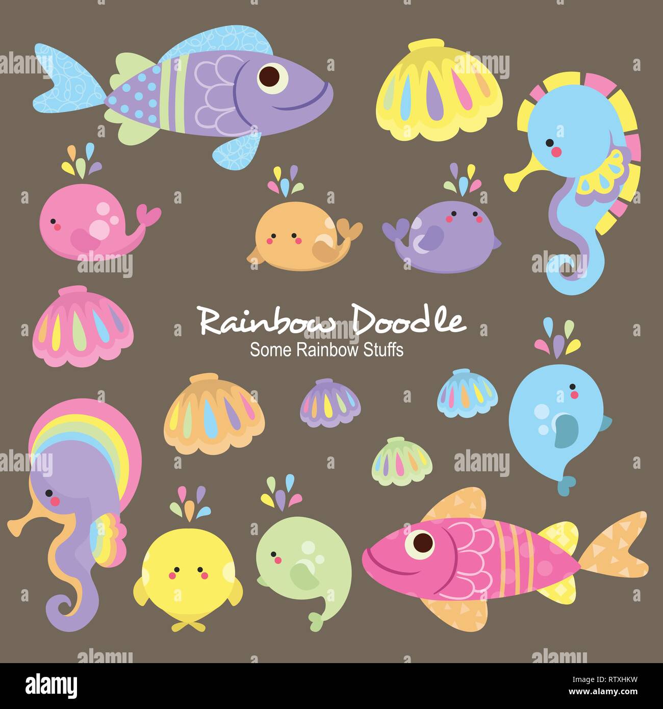 Rainbow Doodle Collection Stock Vector Image & Art - Alamy