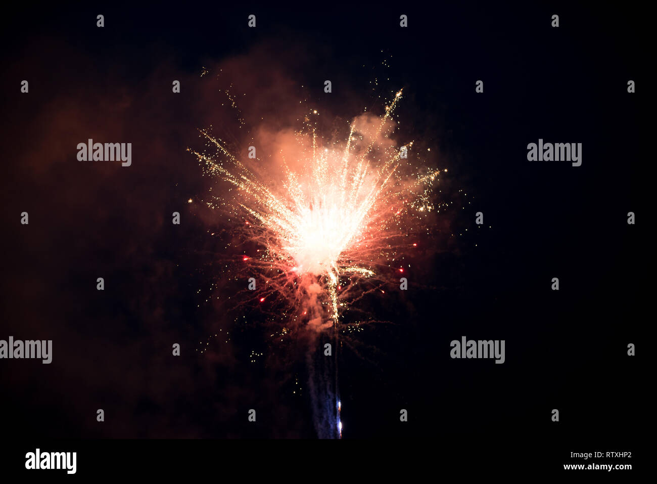 Fireworks color explosion on the sky. Celebrating New Year or 4th of ...