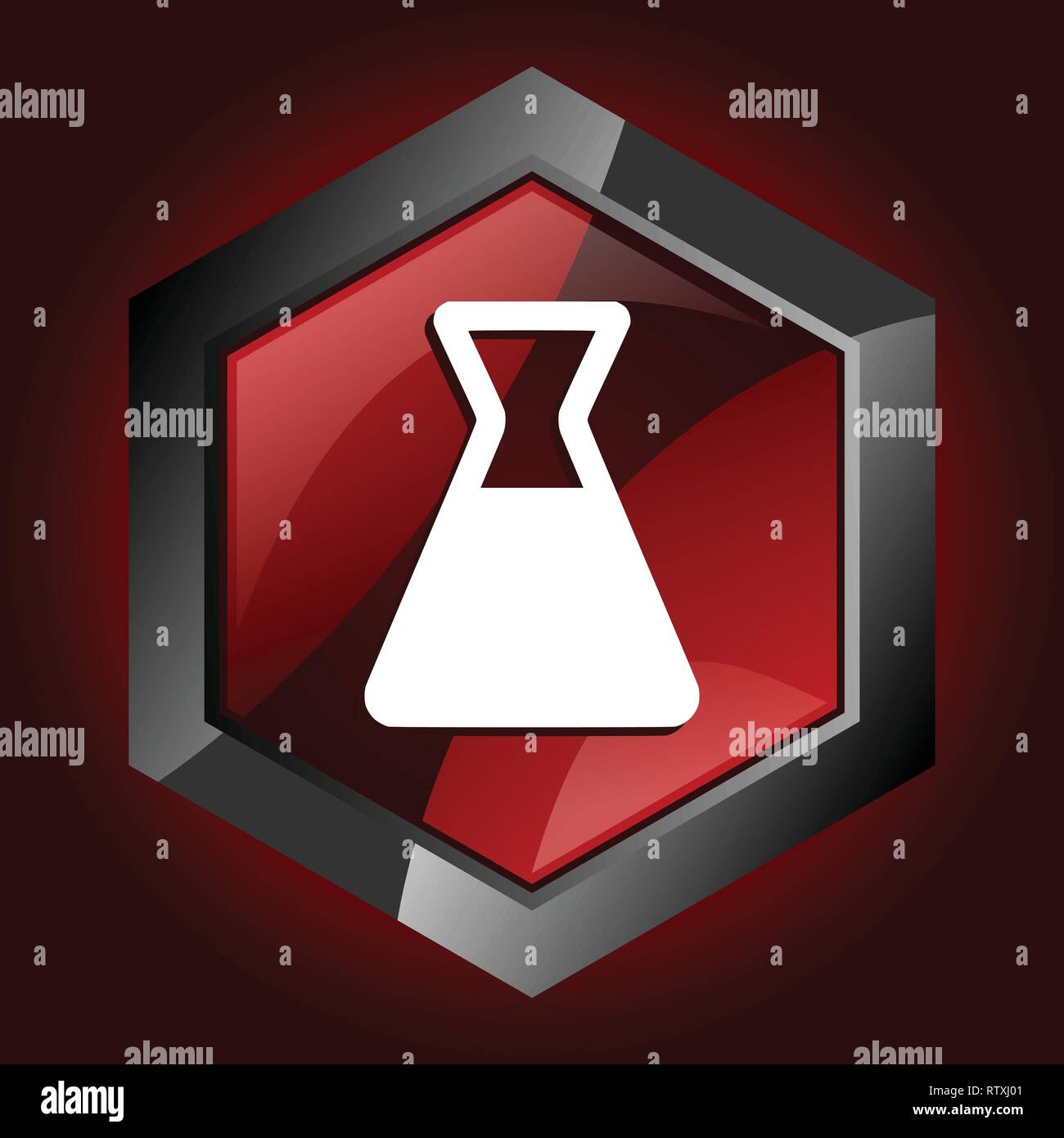 Laboratory hexagonal glossy dark red and black web icon, vector ...