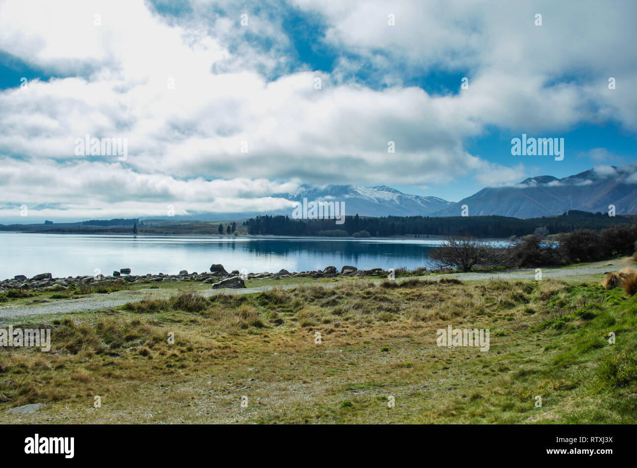 View over Lake Tekapo, South Island of New Zealand Stock Photo - Alamy