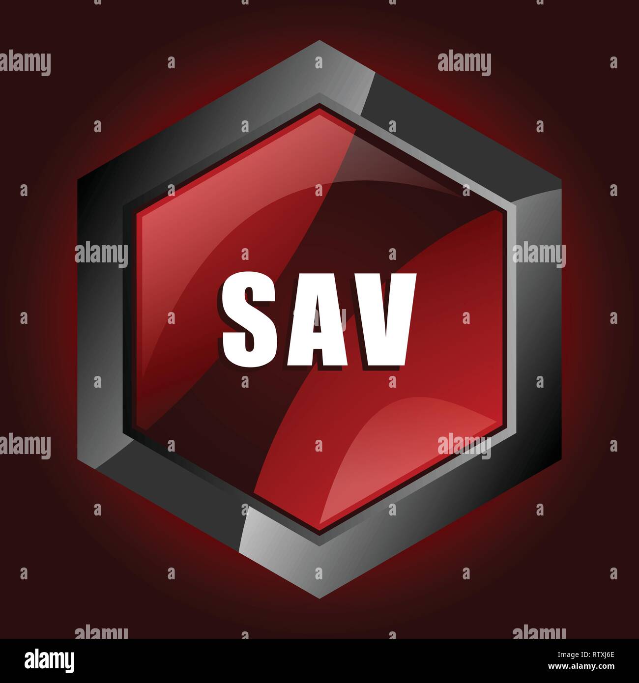 Sav hexagonal glossy dark red and black web icon, vector illustration in eps 10 Stock Vector