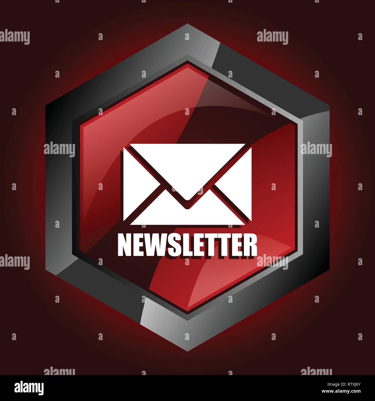 Newsletter Hexagonal Glossy Dark Red And Black Web Icon Vector Illustration In Eps 10 Stock Vector Image Art Alamy