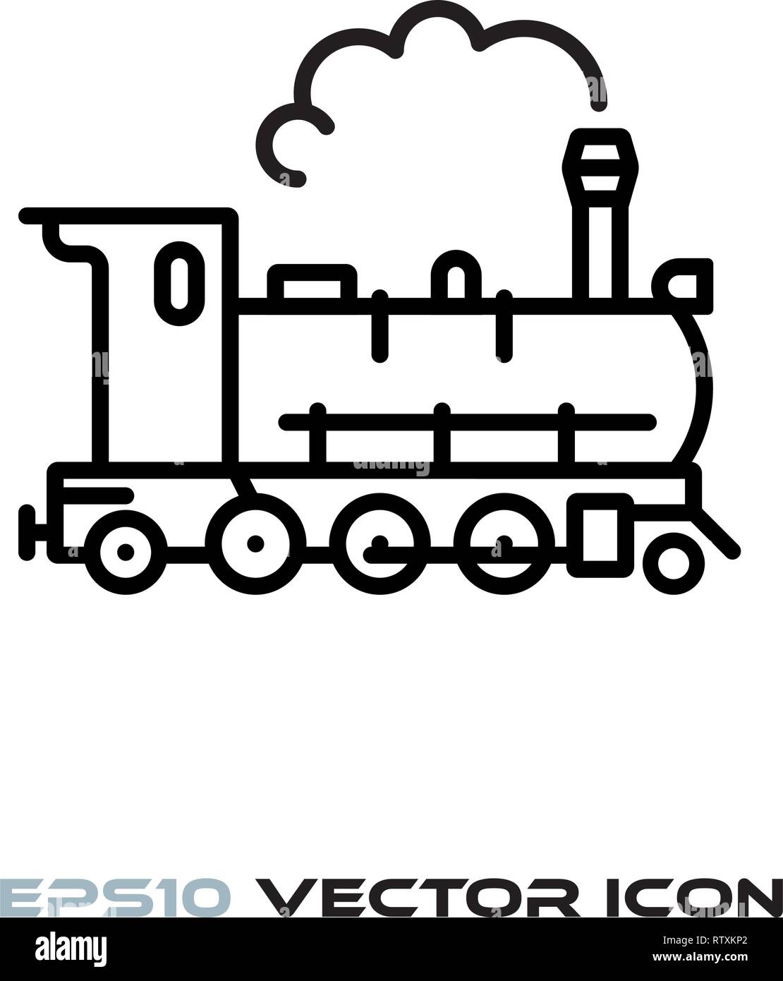 Steam locomotive flat line icon vector illustration Stock Vector