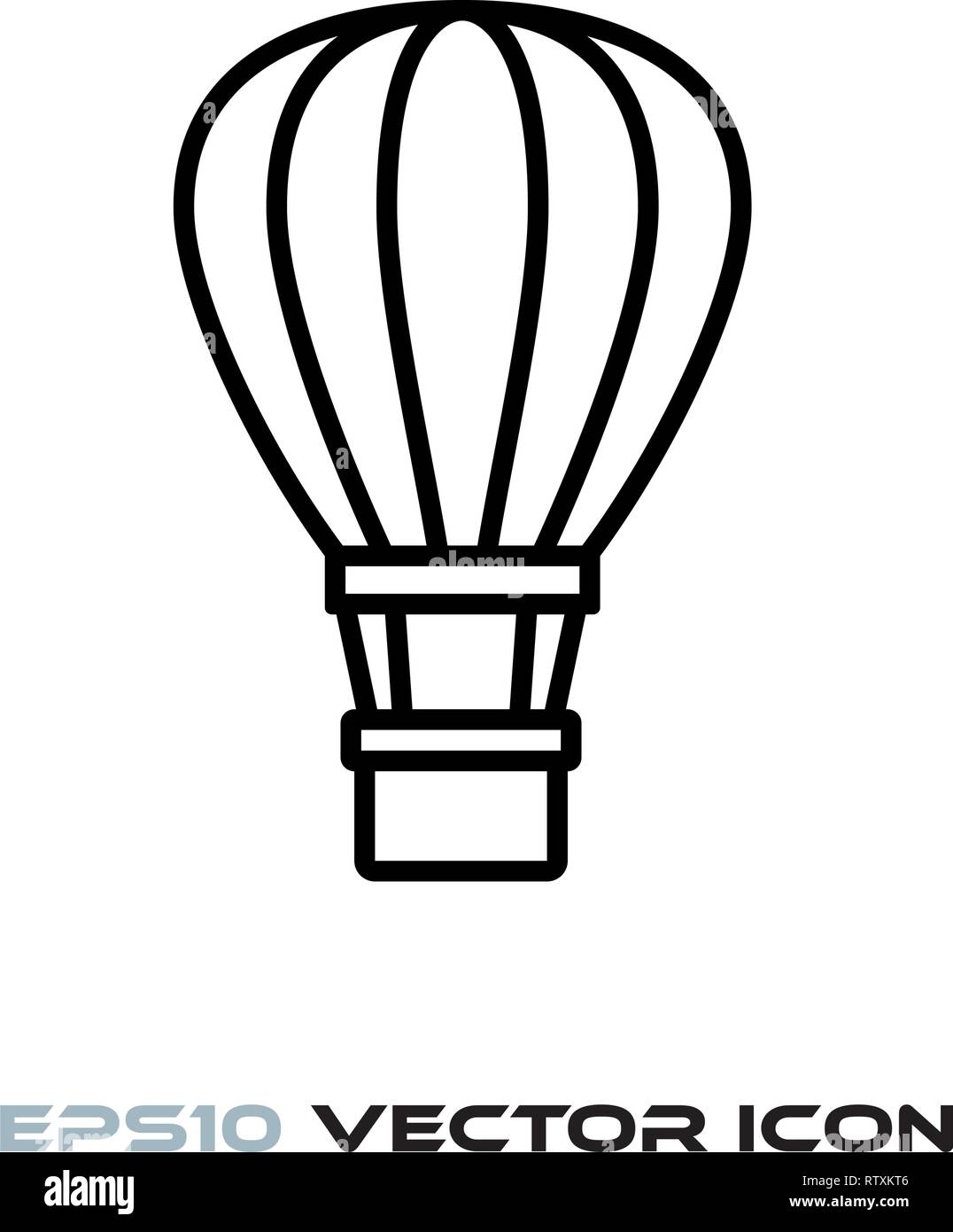 Hot air balloon flat line icon vector illustration Stock Vector