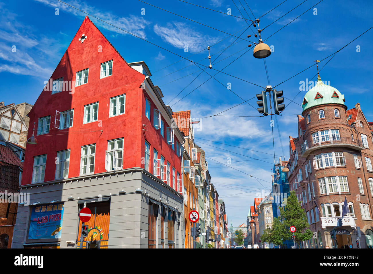 Copenhagen, DenmarkAugust 1, 2018 Typical Danish architecture in the