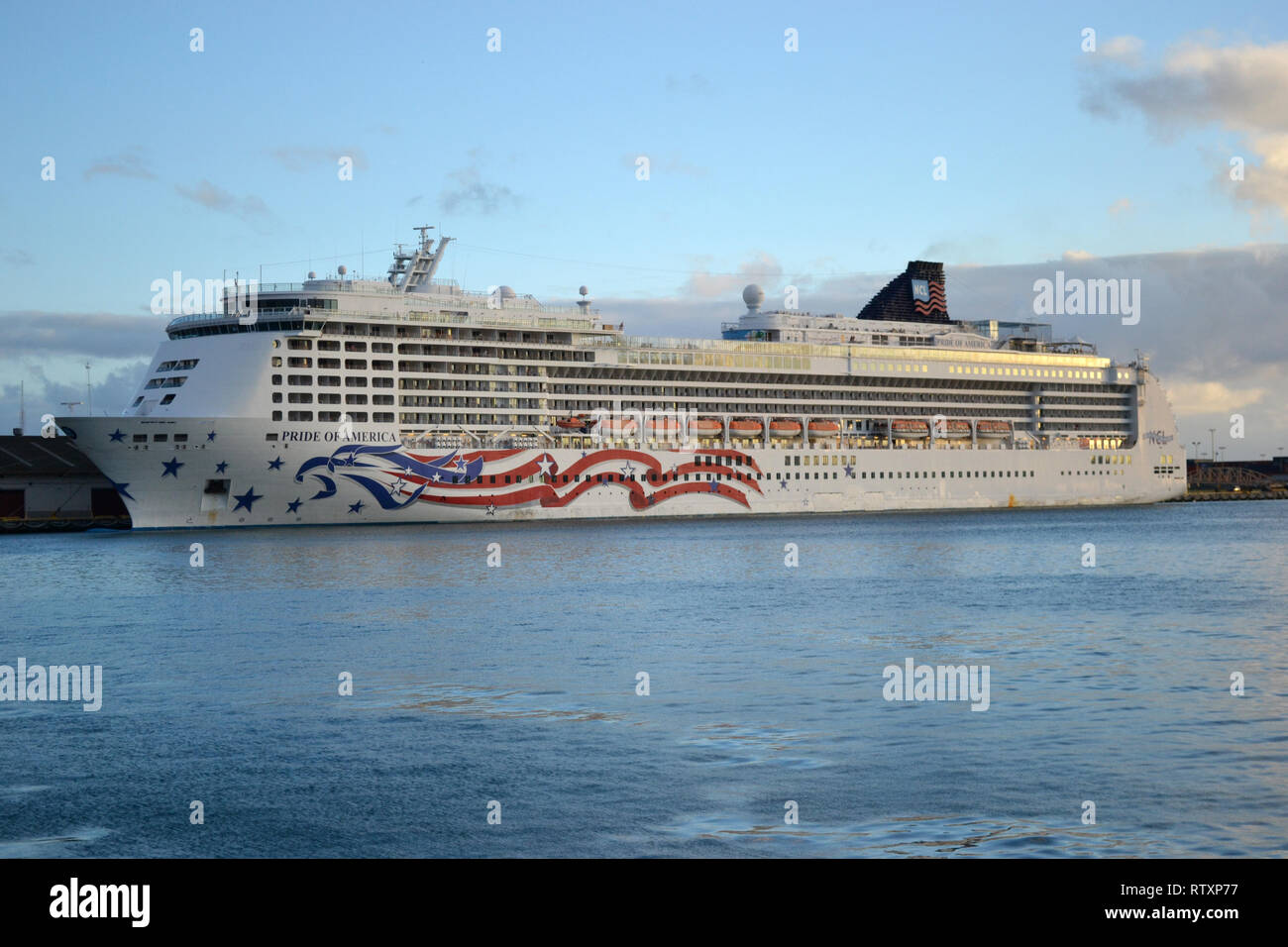 Pride of America cruise ship at Honolulu Port, Oahu, Hawaii, USA Stock