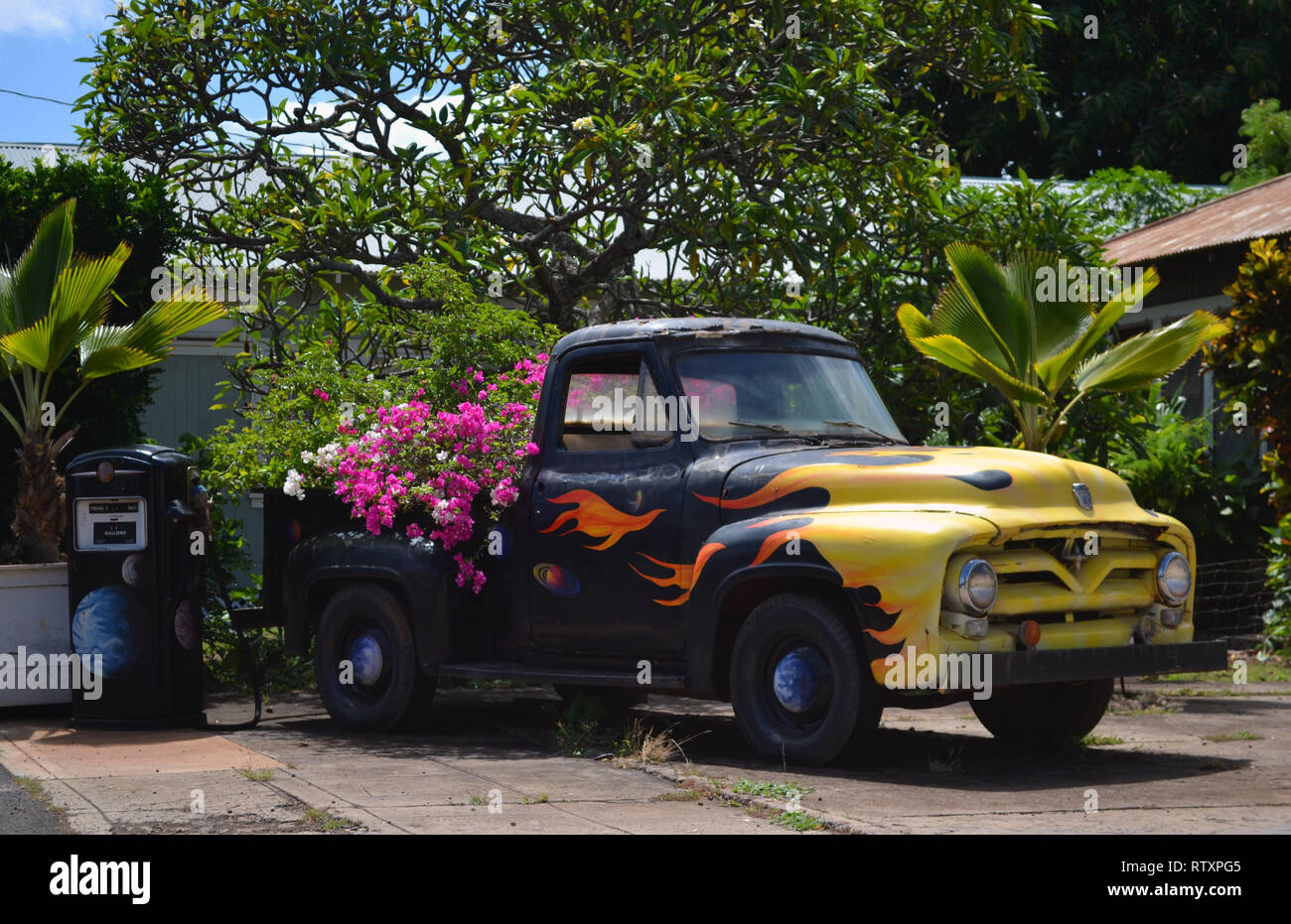 Colorful Truck With Flower Garden In Its Trunk Hanapepe