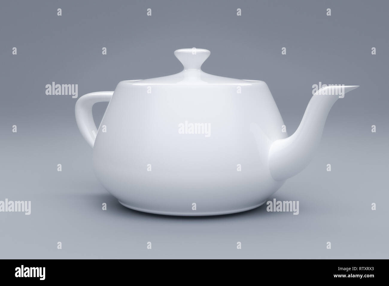 Ceramic teapot of white color on a gray background Stock Photo Alamy