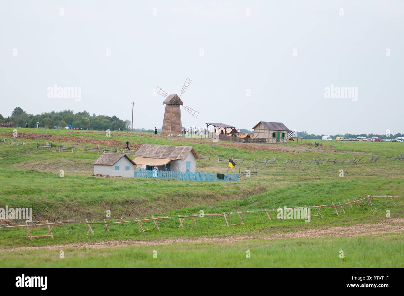 KALININGRAD RUSSIA, 21 AUGUST 2016: Historical reenactment of the Battle of Gumbinnen, World War I, fake village, Kaliningrad region, Russia. Stock Photo