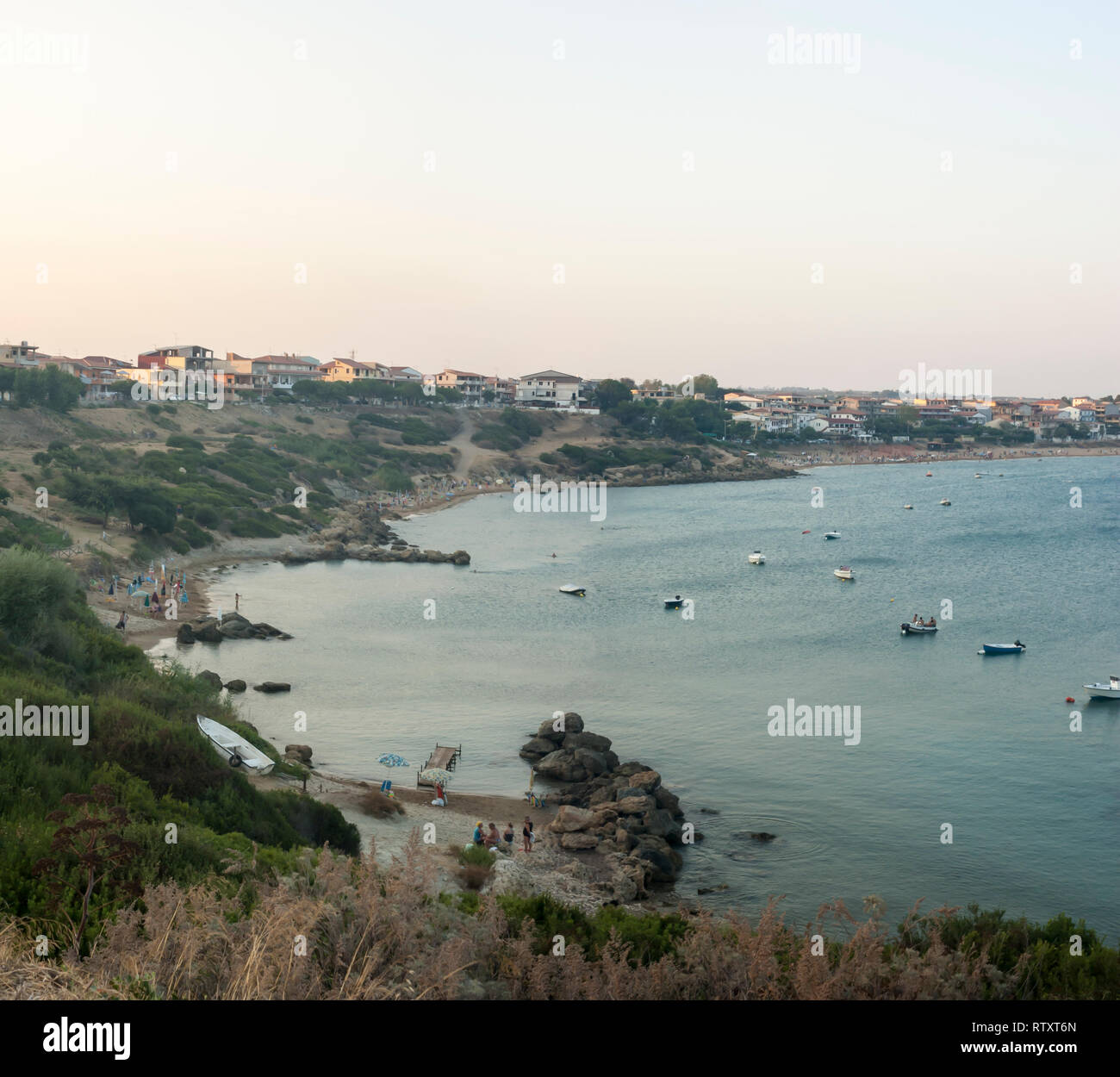 panoramic view of Capo Rizzuto bay, a seaside resort on the Calabrian coast of the Ionic Sea Stock Photo