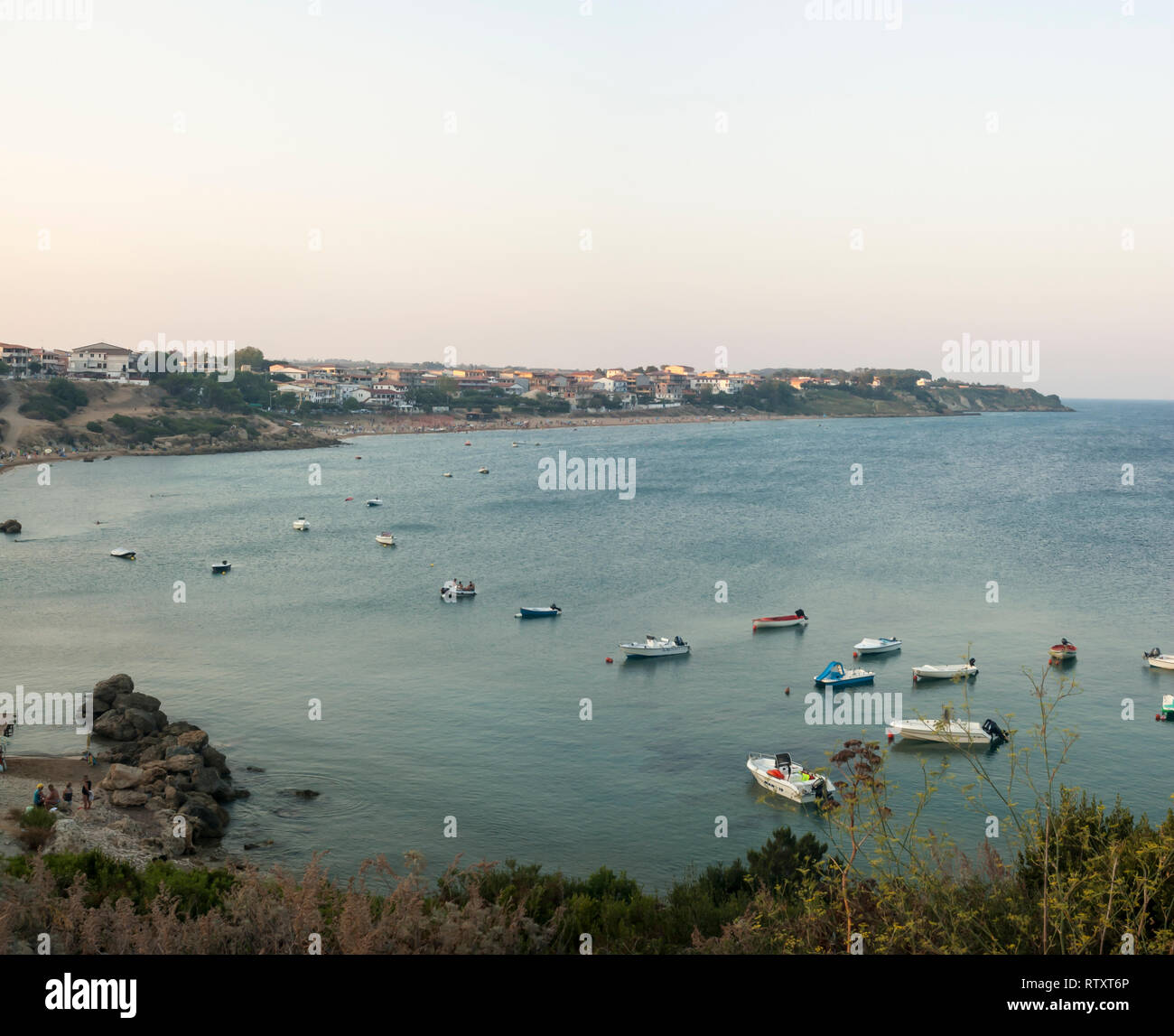 panoramic view of Capo Rizzuto bay, a seaside resort on the Calabrian coast of the Ionic Sea Stock Photo