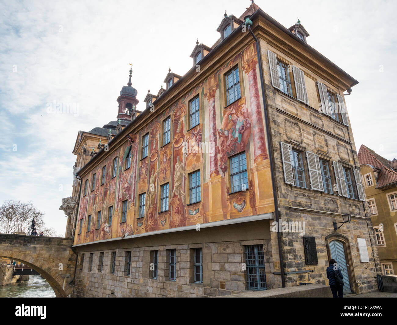 Bamberg, Bavaria, Germany - February 28 2009: The baroque facade of the Old Town Hall of Bamberg in Bavaria, Germany. The Old Townhall is called Altes Stock Photo