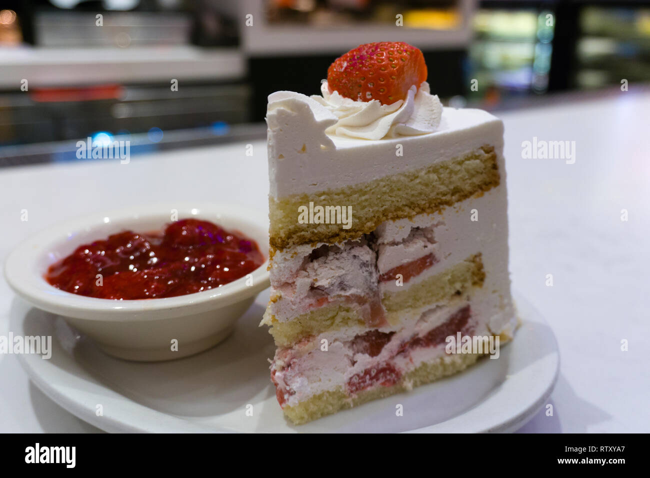Closeup piece strawberry cake hi-res stock photography and images - Alamy