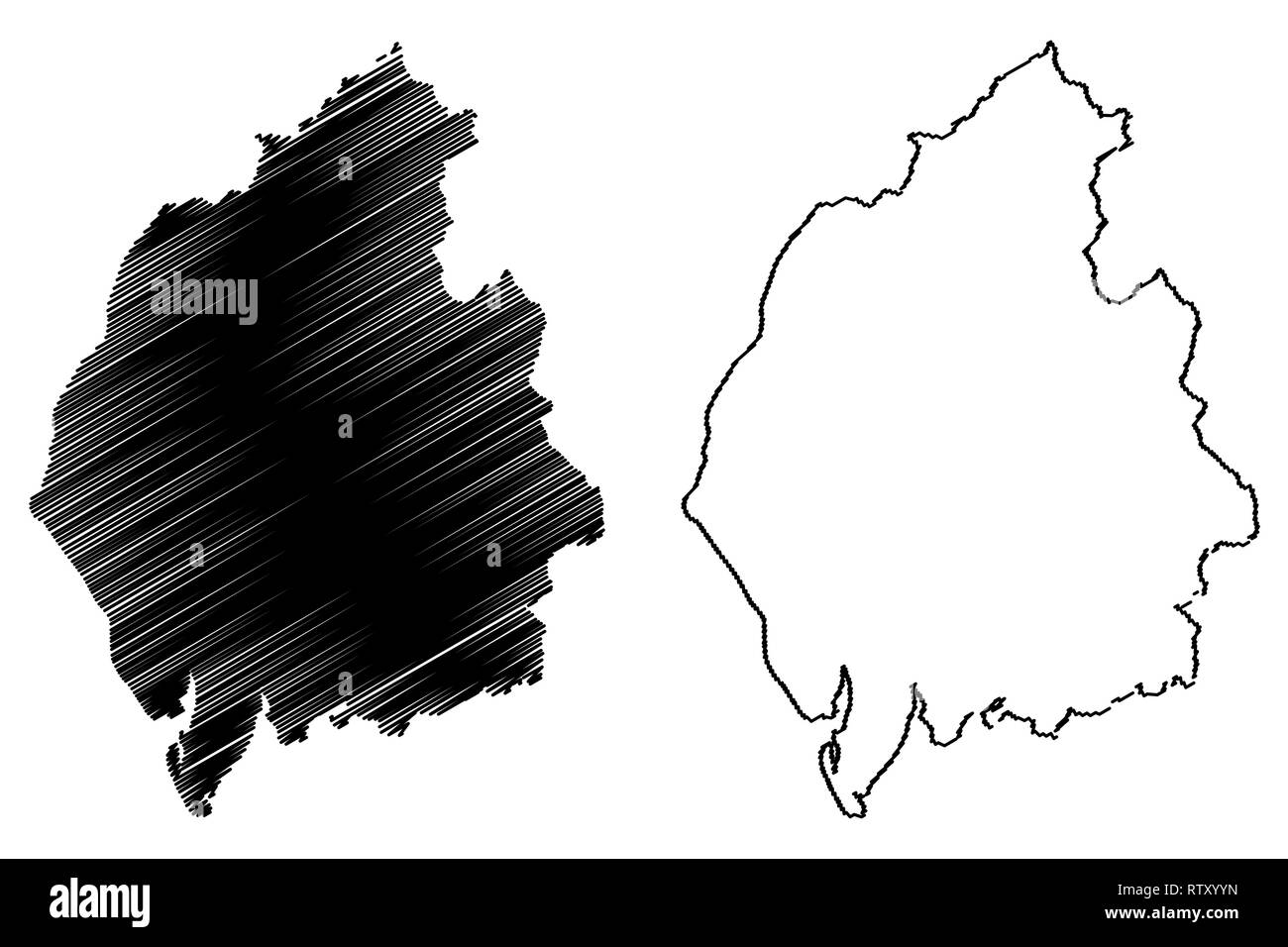 Cumbria (United Kingdom, England, Non-metropolitan county, shire county) map vector illustration, scribble sketch Cumbria map Stock Vector