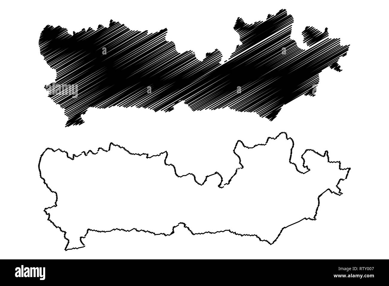 Berkshire (United Kingdom, England, Non-metropolitan county, shire county) map vector illustration, scribble sketch Royal County of Berkshire (Berks,  Stock Vector