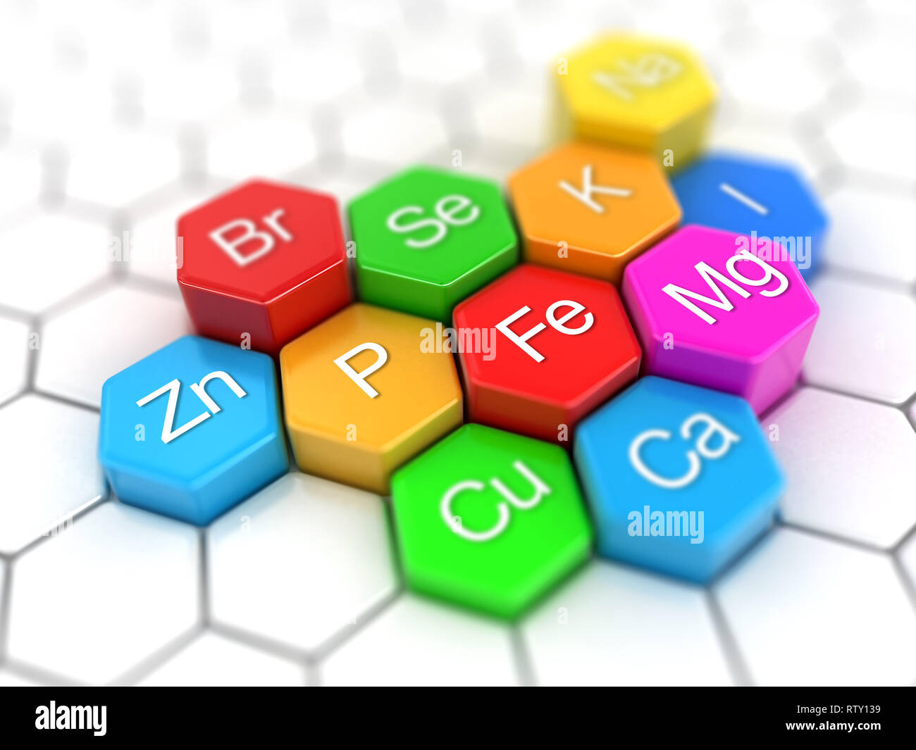 Nutrition elements on honeycomb Stock Photo