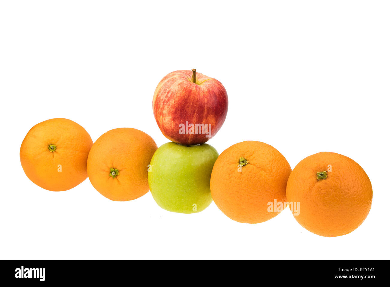 Compare apples with oranges Stock Photo