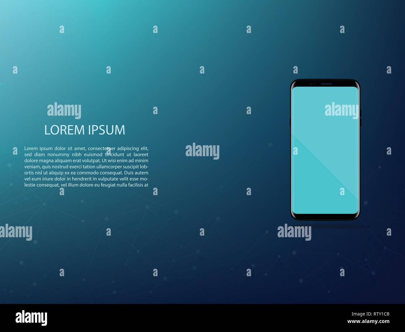 Smartphone Technology Digital Network Concept Dark Blue Background Vector Stock Vector