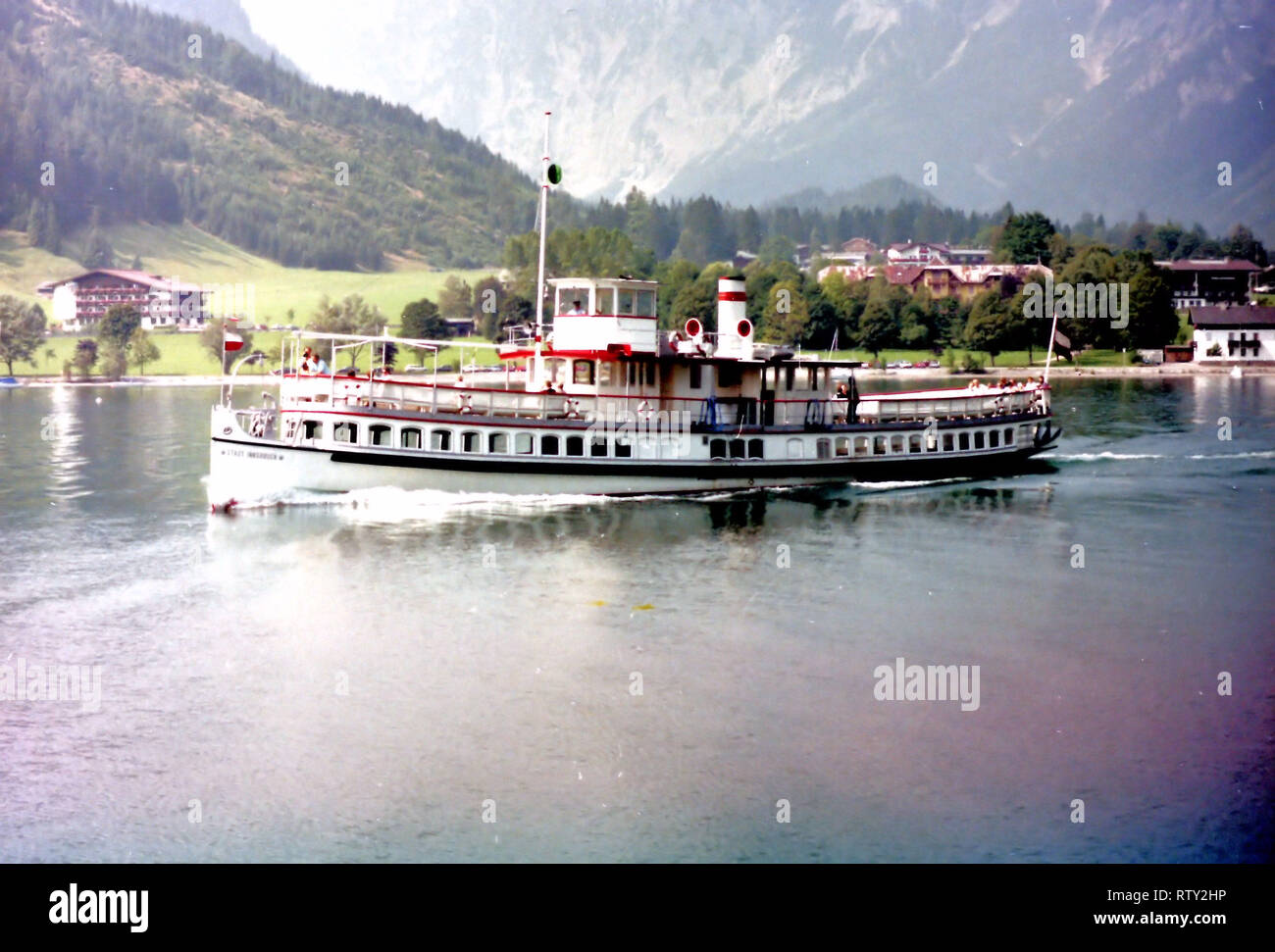 The Aachensee steamer Stadt Innsbruck off Pertisau,, Austria Stock Photo