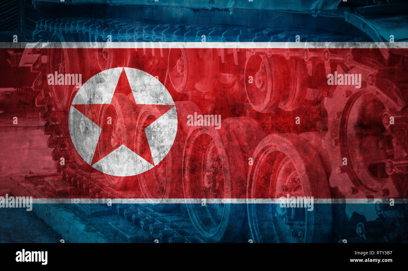 north korea flag on grunge wall Stock Photo