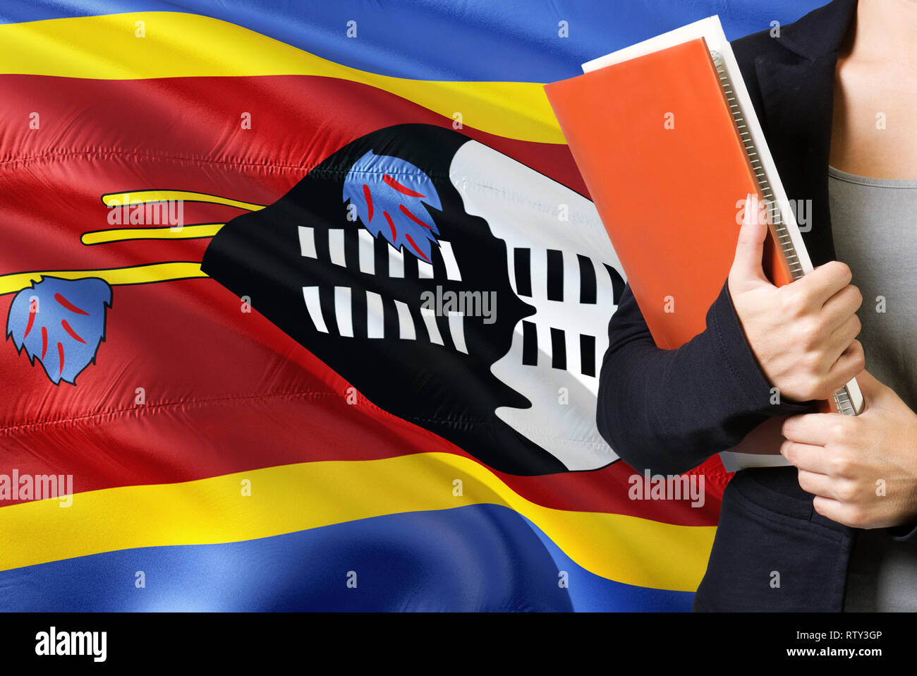 Learning Swazi language concept. Young woman standing with the