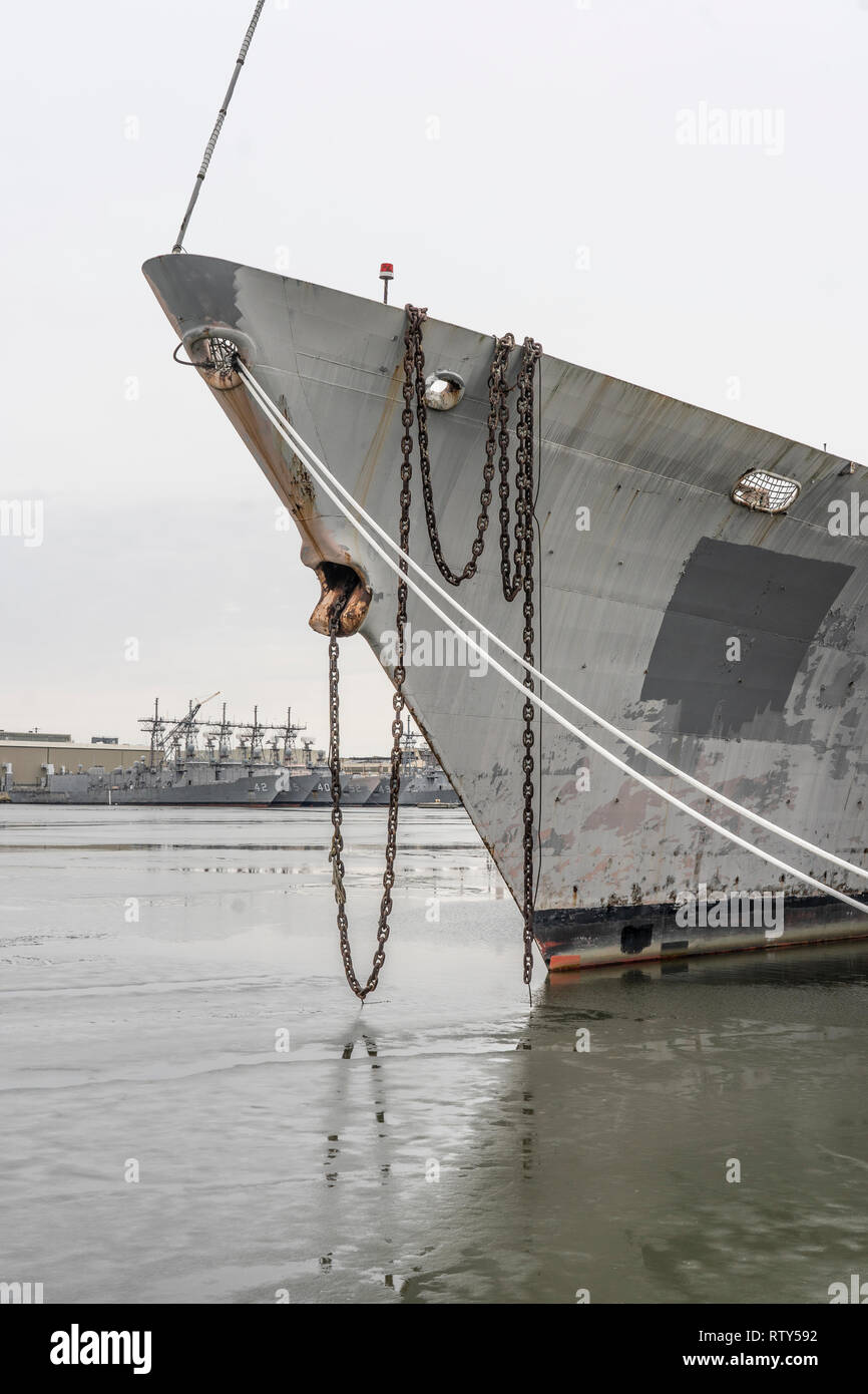 decommissioned ships at The Navy Yard, formerly the Philadelphia Naval Shipyard Stock Photo