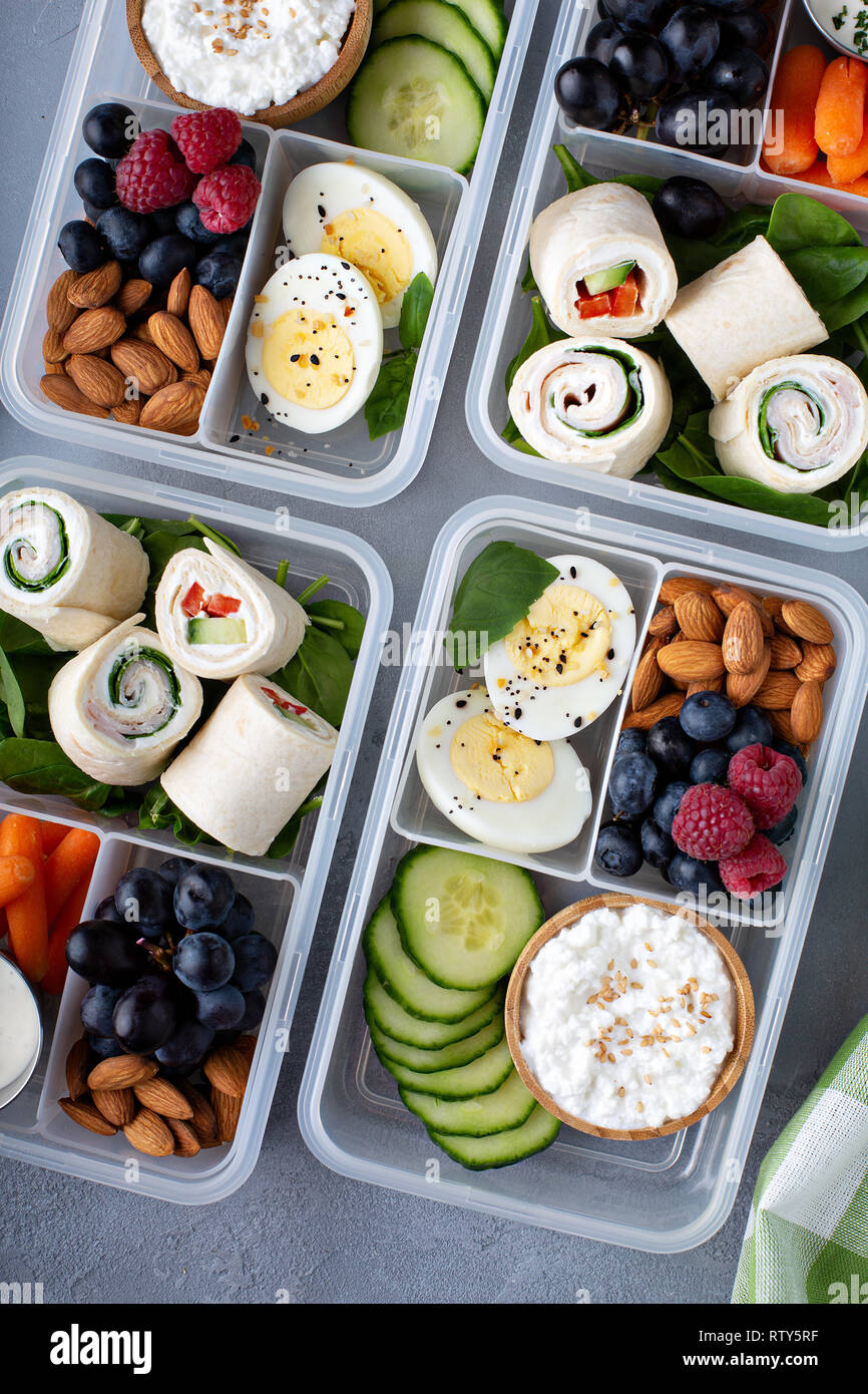 Healthy lunch or snack to go with tortilla wraps, eggs, cottage cheese