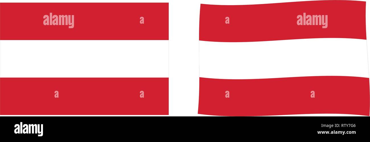 Republic of Austria flag. Simple and slightly waving version. Stock Vector