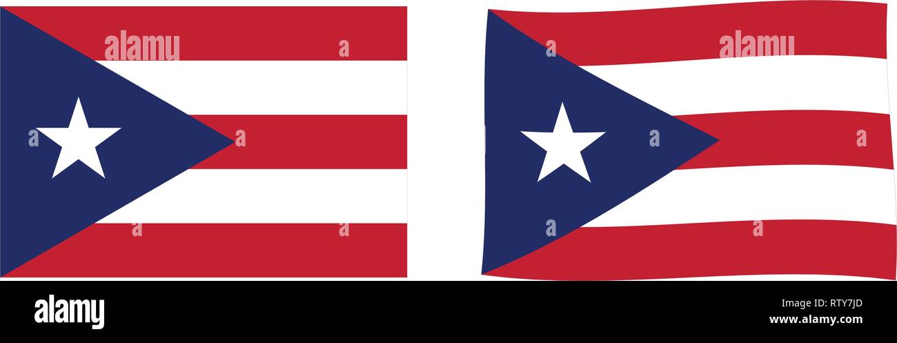 Commonwealth of Puerto Rico flag. Simple and slightly waving version. Stock Vector