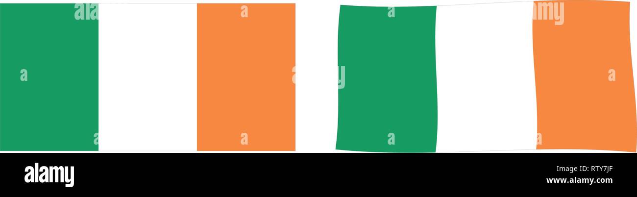 Republic of Ireland (ROI) flag. Simple and slightly waving version. Stock Vector