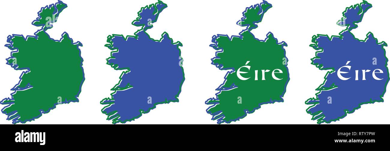 Republic of Ireland (without British northern part) map outline. Fill and stroke are national colours. Also version with 'Eire' text (Irish translatio Stock Vector