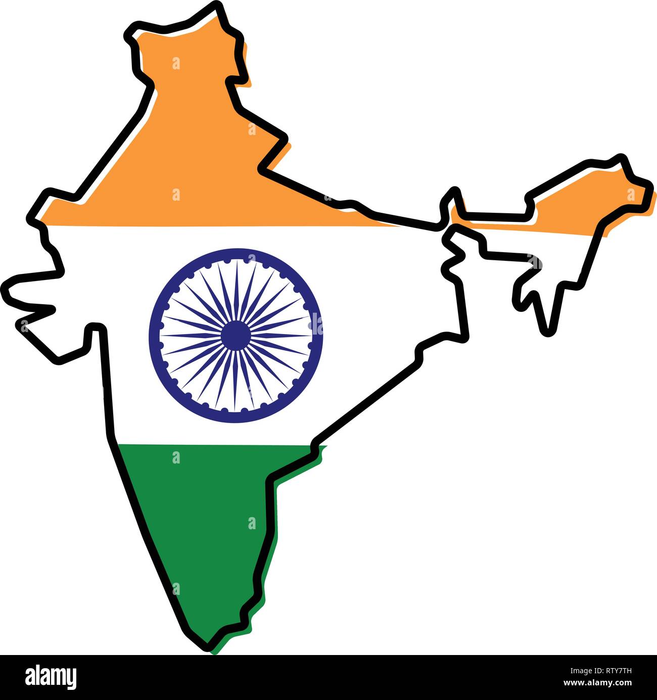 India Map Outline With Flag