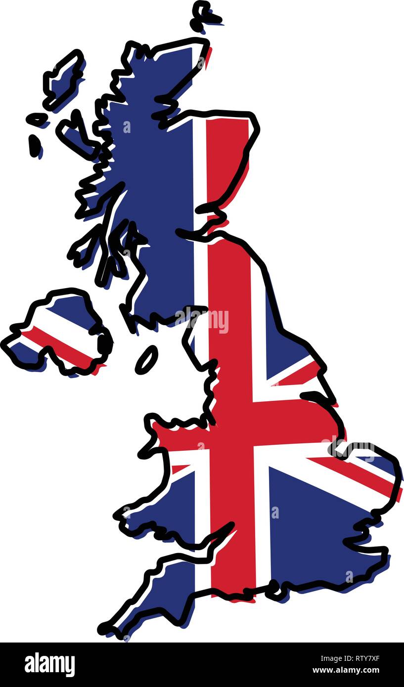 Simplified map of United Kingdom outline, with slightly bent Union Jack flag  under it Stock Vector Image & Art - Alamy
