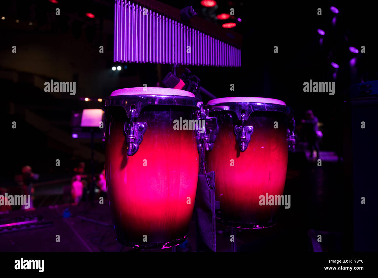 drums on stage before a music concert Stock Photo - Alamy