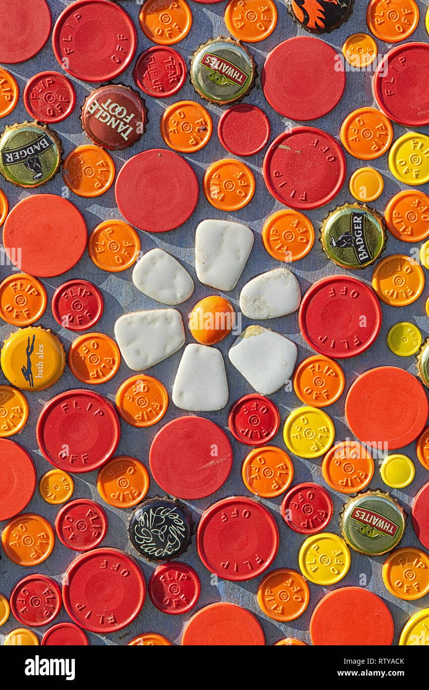 FlipOff embossed Plastic seals and beer caps Stock Photo Alamy